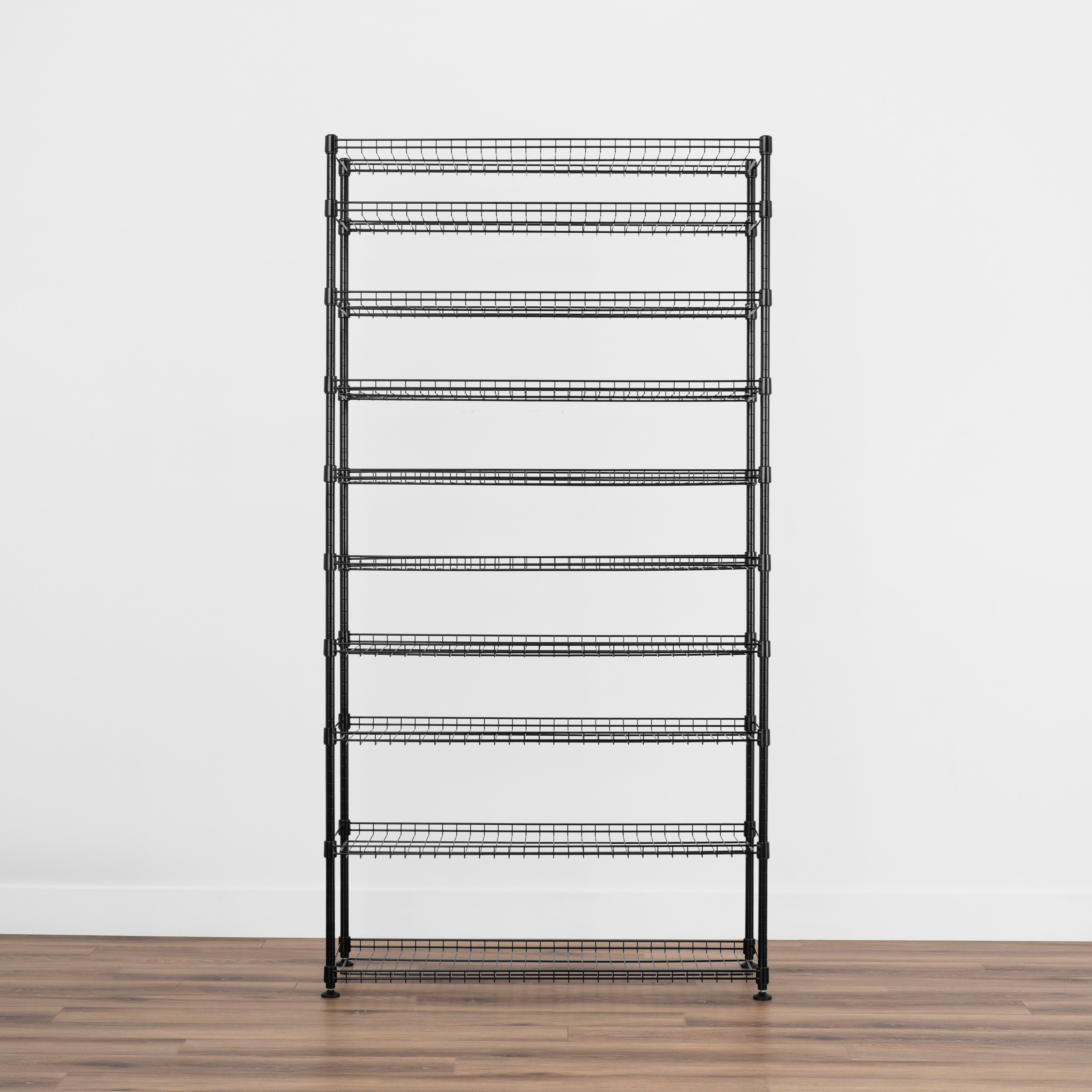 SafeRacks 10 Tier Stackable Steel Shoe Rack, 60 Shoe Pair Capacity, Black