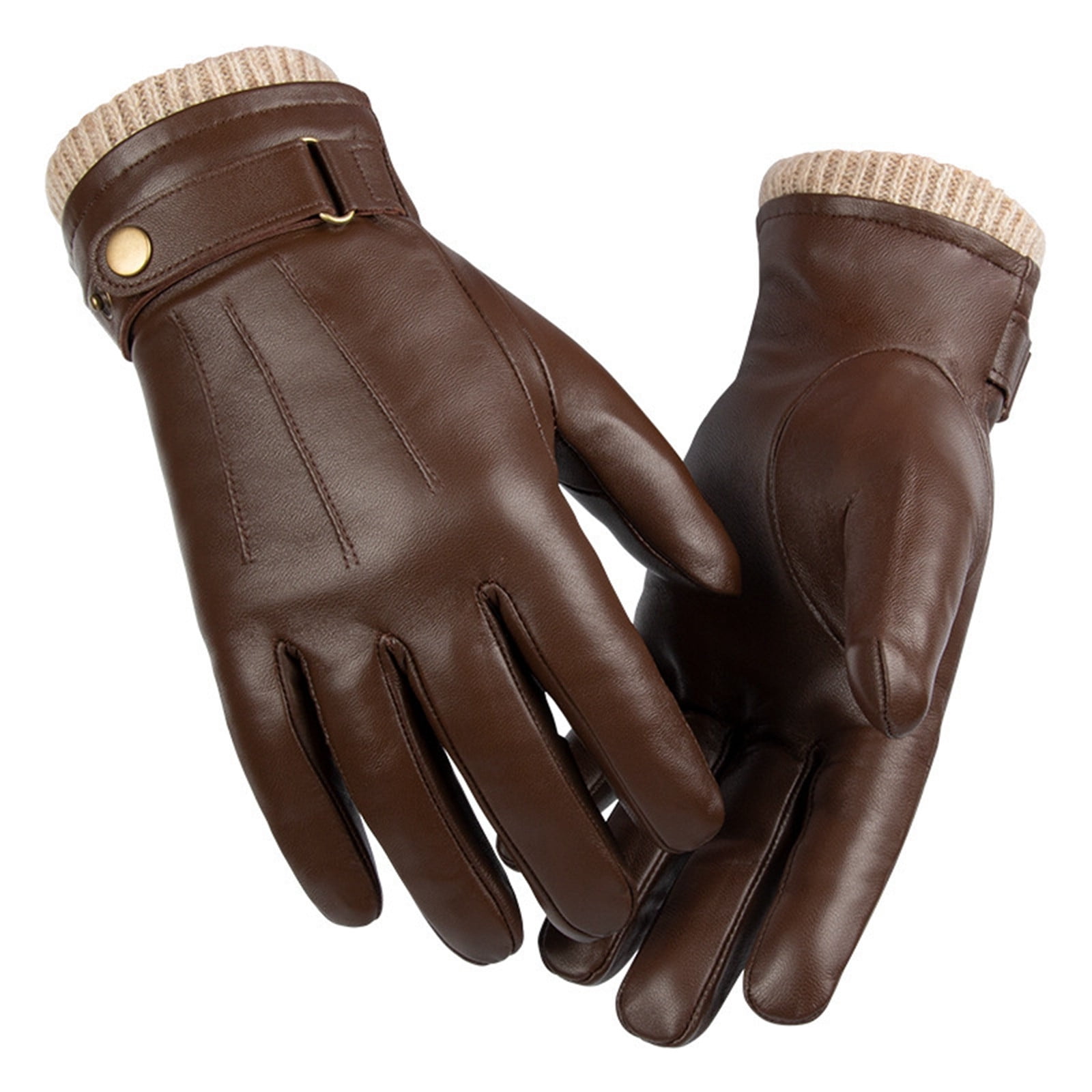 Hauaitttt Male and Female 2025 Autumn and Winter Solid Color Versatile Windproof and Thick Cold Leather Gloves Women Gloves Mittens for Women Cold Weather Heated Winter Ski Gloves Mittens Men Women