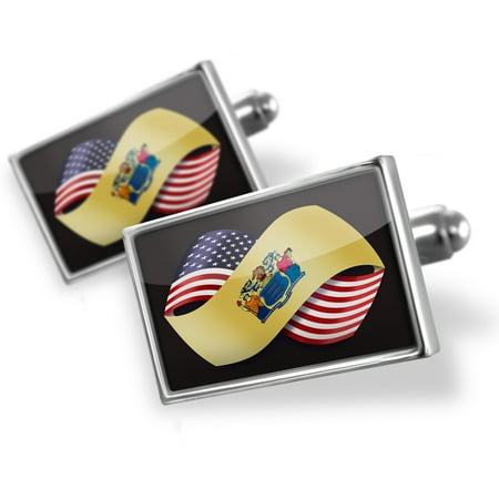 Cufflinks Friendship Flags USA and New Jersey region America (USA) - NEONBLOND