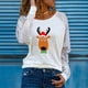 thumbnail image 2 of Camiseta de manga larga con cuello redondo para mujer a la moda, sudadera de encaje con estampado de otoño, blusas sueltas Fridja  FKASFK1243, 2 of 8