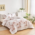 thumbnail image 2 of Burnt Orange Leaves Queen-90" x 90" (1 Quilt + 2 Pillow Shams) Botanical Quilt Set, 2 of 7