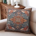 thumbnail image 4 of Boho Ethnic Design Decorative Linen Orange Carpet Pattern Farmhouse Throw Pillow Covers 18 X 18 Inch, Set Of 2, Linen Study Sofa Cushion Cover Indoor Living Room Home Decor, 4 of 7