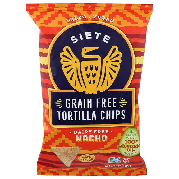 Siete Grain Free Tortilla Chips Gluten Free Nacho -- 5 oz Pack of 2