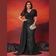 thumbnail image 2 of AURA Plus Size Evening Dress Sequin V Neck Short Sleeve Party Wear 0XL to 4XL, 2 of 6