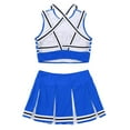 thumbnail image 7 of Sxiwei Womens Cheerleading Costume Dress Crop Top with Mini Pleated Skirt Cheer Leader Outfits Blue S, 7 of 7
