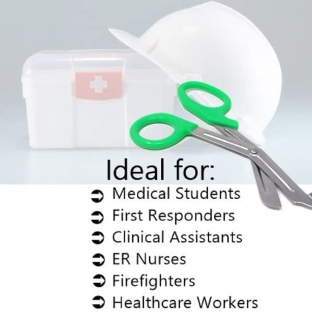 12/Pack Green Handle Trauma Shears 7.25" Stainless Steel Scissors for Paramedics, EMT, Nurses, Firefighters + More