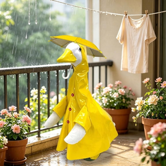 AuroraX Porch Goose Clothes Set for 23" Porch Goose Outfits 19 inch Raincoat Yellow Summer Pattern Yard Lawn Garden Decor Porch Goose Accessories Yellow