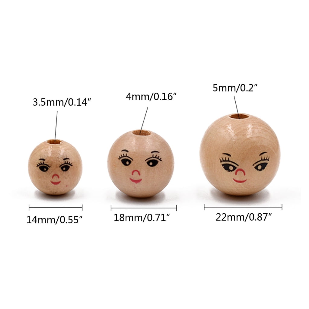 AJOIDR 20Pcs Wooden Doll Head Beads - Smiling Face Spacers For DIY Jewelry Making & Kids Crafts - View #9
