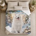 thumbnail image 5 of Samoyed Lantern Snowy Forest Scene, Warm Photorealistic Winter Style for Dog Lovers, Pine Bough Golden Light Theme and Christmas Gift, Cozy Flannel Blanket, Home Decor, 5 of 9
