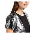 thumbnail image 3 of BCX Womens Silver Sequined Short Sleeve Open Cardigan Cardigan S, 3 of 3