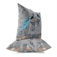 thumbnail image 3 of Enchanted Peacock Indoor/Outdoor Pillow with Removable Cover in Gray 16x16, 3 of 7