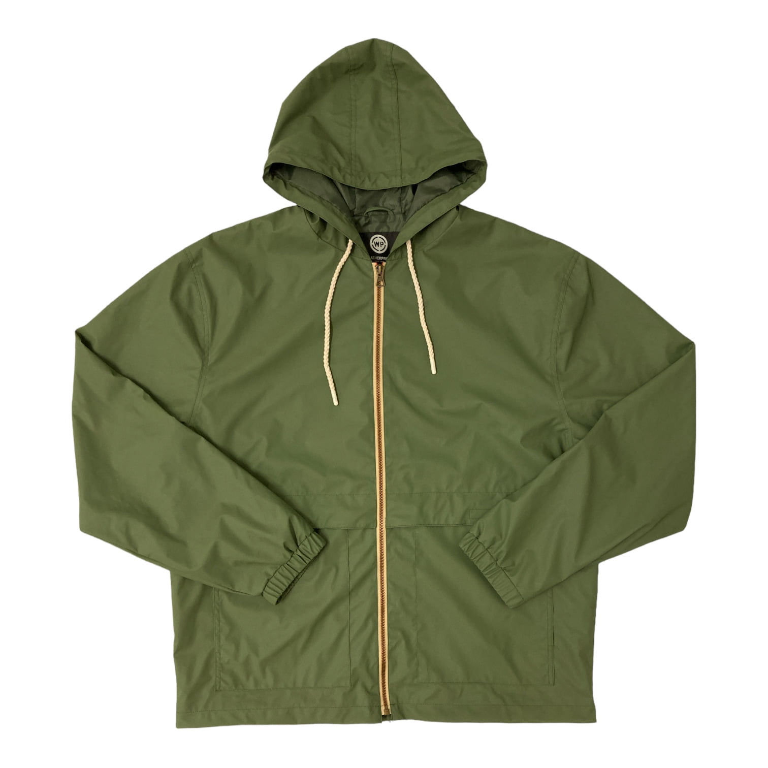 Weatherproof Men's Hooded Full Zip Rain Slicker Jacket (Olive, XL)