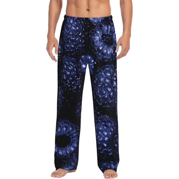 Balery Blue-Purple Raspberries Pantalones de pijama para hombre, pijama ultraligero, pantalón de descanso-Small