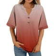 thumbnail image 2 of Lmnyox Women's Shirts Flowy 3/4 Length Sleeve V Neck Button Casual Summer Tops 2025 Fashion Loose Tunic Tops, 2 of 6
