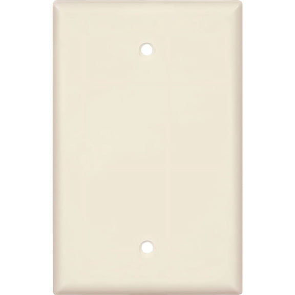 Cooper Wiring Devices PJ13LA 1-Gang Blank Wall Plate, Unbreakable Thermoplastic, Mid-Size Cover, Box Mount, Light Almond