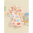 thumbnail image 4 of Aojekbee Baby Girls Summer Romper Flying Sleeve Tiered Ruffle Floral Romper with Headband, 4 of 10