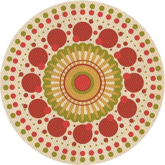Ahgly Company Indoor Round Patterned Khaki Gold Area Rugs, 4' Round
