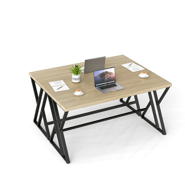 Gymax 2PCS 59'' Computer Desk Large Industrial Home Office Desk w/Heavy-duty Metal Frame
