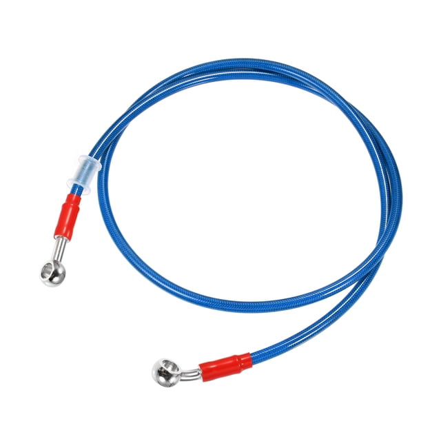 120 cm 47.24 "Longitud 10 mm ID Motocicleta Línea de freno hidráulico Tubo de manguera de aceite 28 ° 0 ° Cable trenzado de acero inoxidable para ATV Motocross Sport Bikes Azul