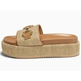 thumbnail image 2 of Womens Platform Sandals Raffia Espadrilles Metal Chain Slip on Open Toe Cute Beach Slide Sandals, 2 of 4