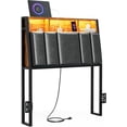 thumbnail image 6 of ARICOEASY Twin XL Upholstered Headboard with Hidden Storage LED Lights Charging Station and 2 Outlets, Black, 6 of 9