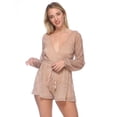 thumbnail image 1 of Fashion Rose Gold Metallic Long Sleeves Deep-V Romper, 1 of 7