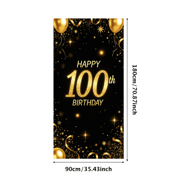 LUUFILx Golden 100th Birthday Backdrop Banner Happy Birthday Background Photography Props Party Supplies Decorations Anniversary Celebration Decors