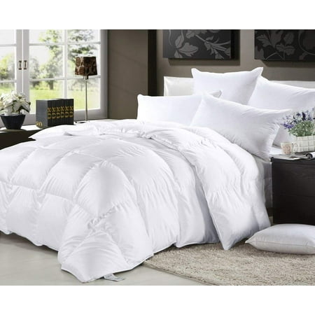 Luxurious Lightweight White Down Comforter Light Warmth Duvet Insert 100% Cotton 600 Fill Power, White