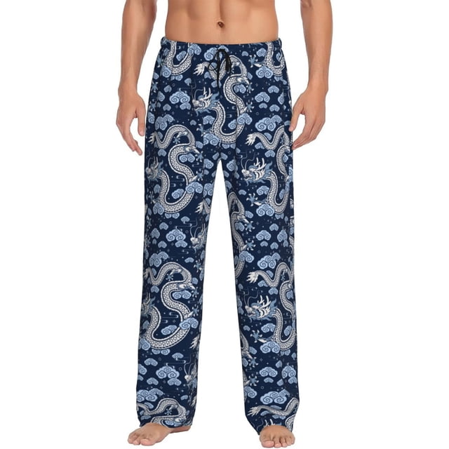 Fotbe Dragons Pantalones de Pijama para Hombre, Pantalones de Dormir, Pantalones de Casa con Cintura Ajustable y Bolsillos-XX-Large