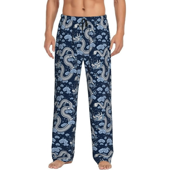 Balery Dragons Pantalones de pijama para hombre, pijama ultraligero, pantalón de descanso-Large