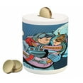 thumbnail image 1 of Romantic Piggy Bank, Astronaut Couple in Love Valentines Day Celestial Sci Fi Comic Pop Art Marriage, Ceramic Coin Bank Money Box for Cash Saving, 3.6" X 3.2", Multicolor, by Ambesonne, 1 of 4