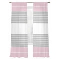 thumbnail image 2 of Pink Striped Semi Sheer Curtains 96 Inch Length 2 Panels Set, Multicolor Grey White Horizontal Stripes Sheer Kitchen Curtain Privacy Voile Window Curtain for Living Room Bedroom Rod Pocket Drapes, 2 of 7