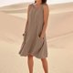 thumbnail image 3 of WILLBEST Vestido Midi De Verano Para Mujer, Largo Hasta La Rodilla, Informal, Para Playa, Resort, Sin Mangas, Color Liso, Con Bolsillos, 3 of 3