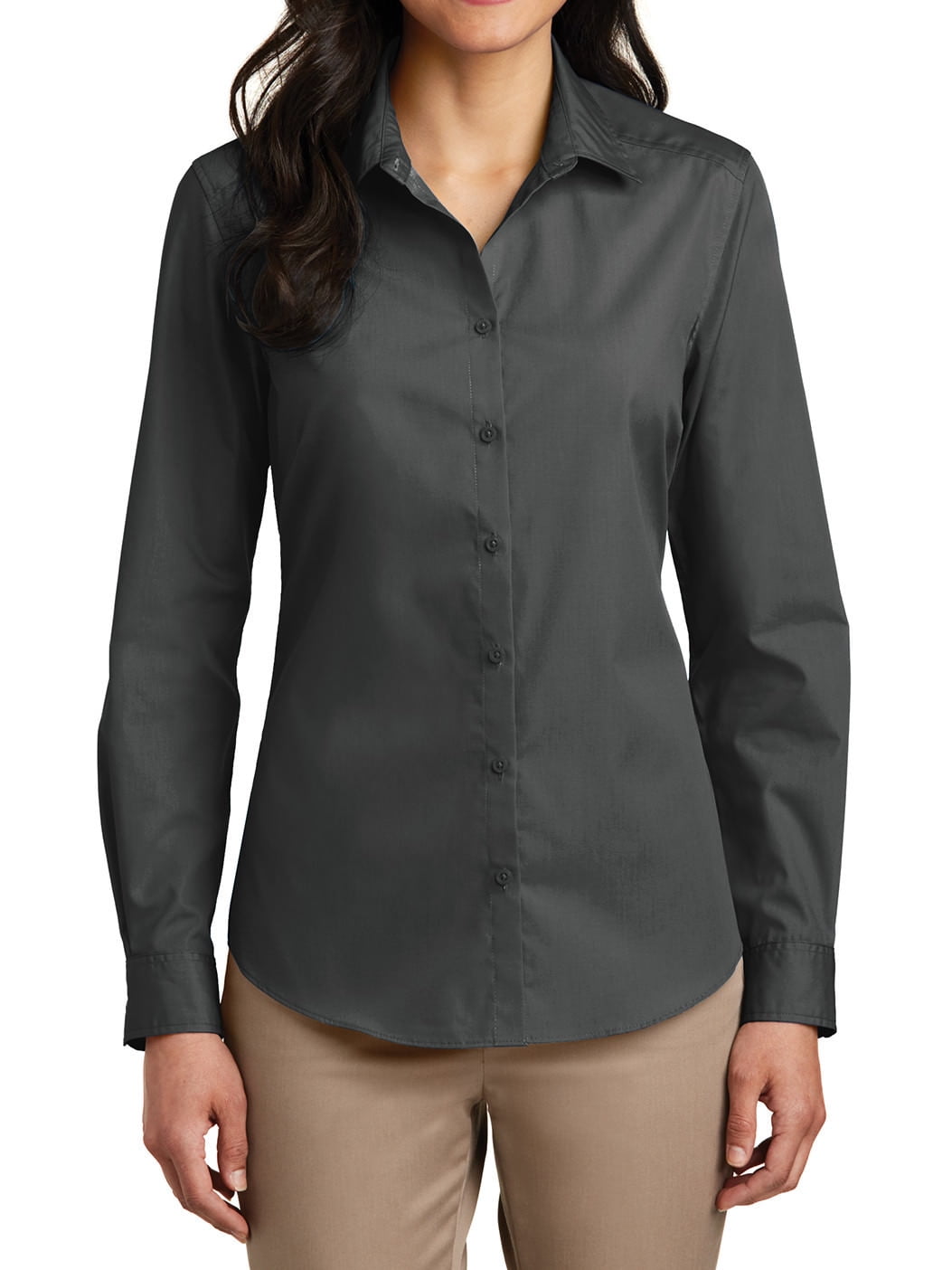 Womens Long Sleeve Carefree Poplin 