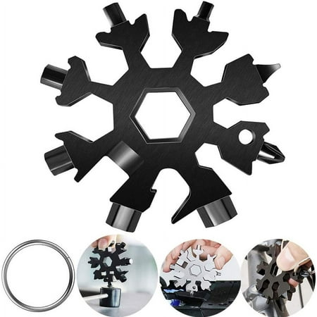 18-in-1 Snowflake Multitool Stainless Steel Snowflake tool Bottle Opener Snowflake Multi Tool Cool Gadgets Stocking Stuffers for Men Christmas Gifts for Men Dads Husbands.(Black)