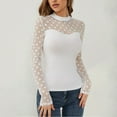 thumbnail image 3 of Maean Women Mesh Top Long Sleeve Slim Layer Mock Neck Pullover Going out Shirts Fall Clubwear Outfits, 3 of 6