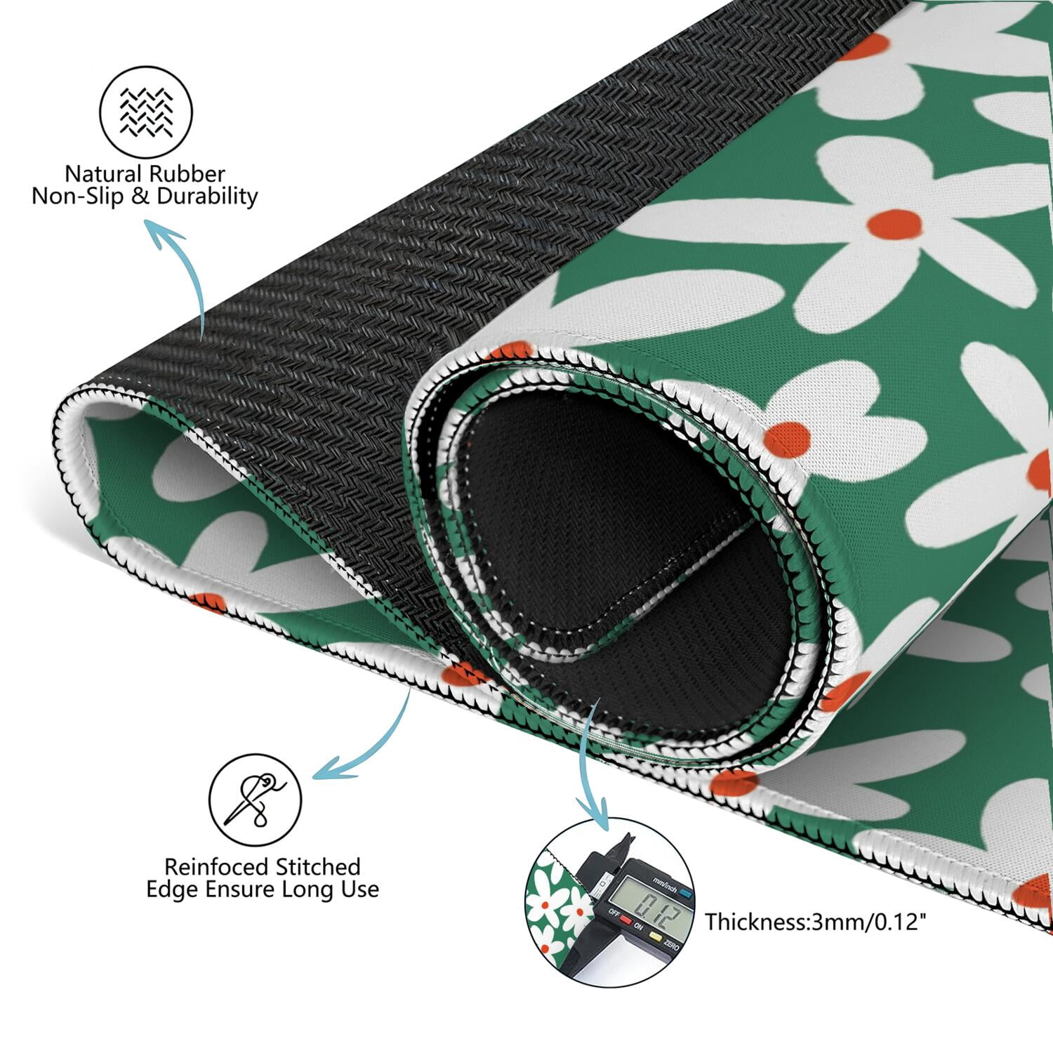 Classic Floral Style Extra Large Rubber Cover for Game Tables 31.5 Inch Square Mahjong Pad with Non-Slip Backing & Quiet Surface for Tile Play