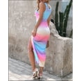 thumbnail image 5 of ZOELNIC Women Ruched Bodycon Dress Side Slit Drawstring Tank Dresses Ribbed Summer Long Dress, L, 5 of 6