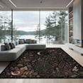thumbnail image 2 of ODIKA 8'x10' Washable Area Rug Black Enchanted Garden Nighttime Botanicals Intricate Floral and Celestial Motifs for Dining Room, Large Office, Lounge, Non-Slip Chair-Friendly Mat, 2 of 7