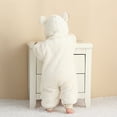thumbnail image 6 of Abomasnow Baby Newborn Bear Fleece Snowsuit Fall and Winter Cute Rompers Warm Botton Down Hooded Jumpsuit for Baby Boys Girls 0-12 Months, 6 of 8