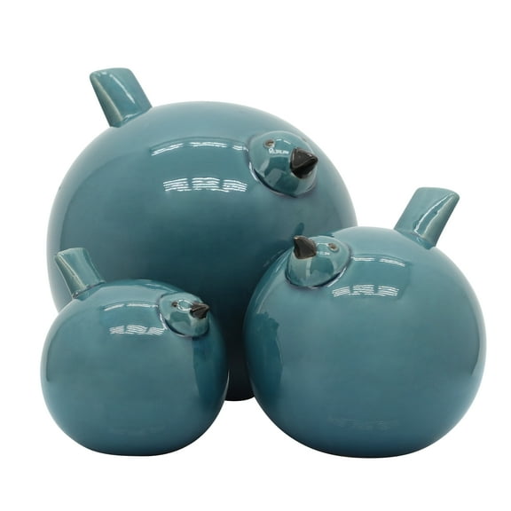 Sagebrook Home Set of 3 Ceramic Birds 7.5", Teal