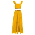 thumbnail image 2 of DHFJKG Women's 2 Piece Outfits Summer Maxi Skirt Sets Sleeveless Square Neck Slim Fit Crop Top High Rise Long Skirts Matching Set Stylish Outfit, 2 of 3