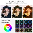 thumbnail image 4 of Lámpara de fotografía Andoer - Kit de anillo de luz RGB de 18 pulgadas con anillo de luz LED para selfie 2500K-8500K Botón táctil regulable / Control de aplicación + Soporte de luz de metal de 190 cm Meterk Lámpara de fotografía, 4 of 7