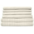 thumbnail image 2 of Sweet Home Collection  Dobby Stripe 6-Piece Bed Sheet Set Beige Twin, 2 of 5