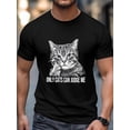 thumbnail image 3 of Camiseta de manga corta para hombre, estilo casual, con cuello redondo y estampado de gato gris., 3 of 8