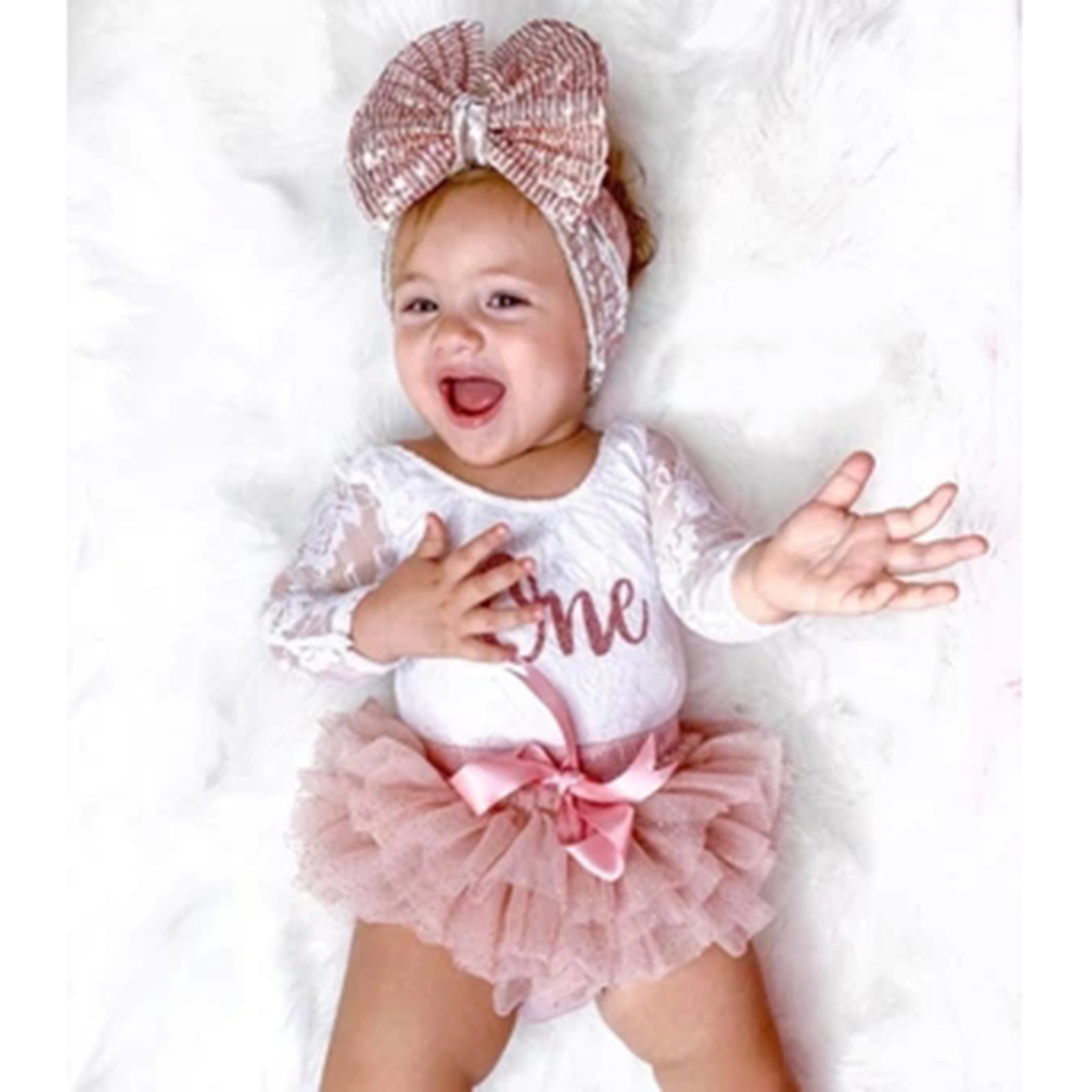 Baby Girls 1st First Birthday Tutu Skirts Romper Clothes Set Cake Smash Outfits 