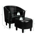 thumbnail image 2 of Gymax Moderne Accent Baignoire Chaise&Ottoman Ensemble Cuir Rembourré Canapé Simple Chaise Noir, 2 of 10