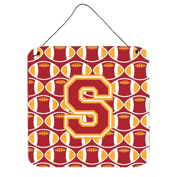 Letter S Football Cardinal and Gold Wall or Door Hanging Prints
