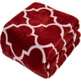 thumbnail image 2 of Luxury Velvet Super Soft Light Weight Blanket Prints Fleece Year Round Home Decor Fuzzy Warm and Cozy Throws, Couch and Gift, 50 x 60 inch, Quatrefoil Burgundy, 2 of 6