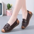 thumbnail image 2 of Bowknot Leather Loafers for Women Lightweight Walking Flats Comfortable Wide Toe Box Non Slip Work Shoes Brown Size 8, 2 of 4